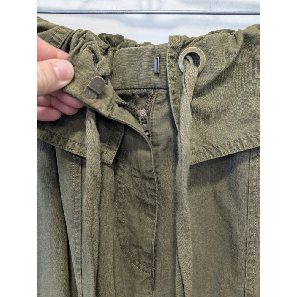 Ulla Johnson Olive Green Alden‎ Cargo Pants Elastic Waist Drawstring Cropped